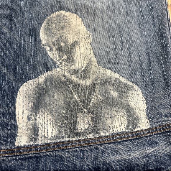 VIntage Makaveli Jeans Men’s 2pac Blue Denim Jean Shorts Size 38 - Picture 7 of 16